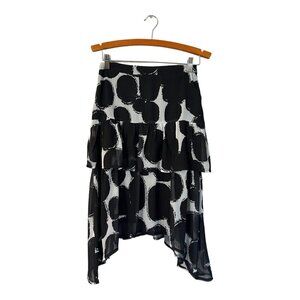 Udel New York Skirt Tiered Asymmetric Hem Chiffon Women's Small